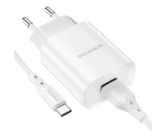 Dėklas Oem Borofone Laidinis įkroviklis BN1 Innovative – USB – 2,1A su USB į Type C baltos spalvos