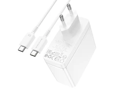 Oem Borofone Laidinis įkroviklis BN11 Imperial – USB + 2xType C – QC 3.0 PD 100W su Type C į Type C kabeliu baltos spalvos