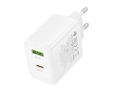 Borofone Wall charger BN30 Cargador GaN – USB + Type C – QC 3.0 PD 45W baltas