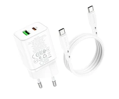 Įkroviklis Borofone BN7 20W USB-C/USB-A + USB-C to USB-C cable 1.0m baltas