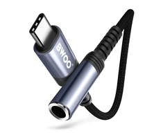 Oem BWOO garso adapterio kabelis BZ47 aux 3,5 mm į USB-C juodas