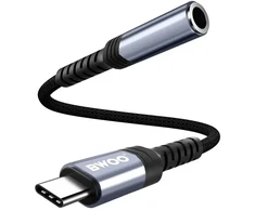 Oem BWOO audio adapter cable BZ47 aux 3,5 mm to USB-C juodas