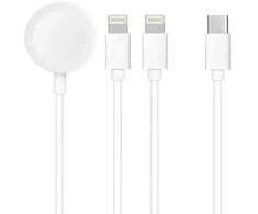 Oem Cable 3in1 Type C to 2 x Lightning / Apple Watch 3W 2A C3168 1,2 m baltas