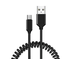 Oem Topt Kabelis coiled – USB į Micro USB – 2A 1 metras juodos spalvos