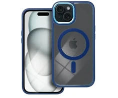 OEM dėklas, skirtas iPhone 15, spalvotas kraštas, MagSafe dėklas, mėlynas