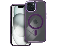 OEM dėklas, skirtas iPhone 15, spalvotas kraštas, MagSafe violetinė