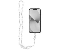 Dėklas OEM CRYSTAL DIAMOND telefono virvelė, telefono pakabukas / laido ilgis 74 cm (37 cm kilpoje) / ant kaklo - baltas