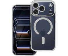 OEM dėklas, skirtas iPhone 17 Pro / 18 Pro (žemas kameros kraštas), „Electro Mag“ dėklas, suderinamas su „MagSafe“ sidabrinis
