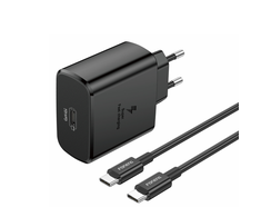 Foneng EU62 USB-C 45W maitinimo įkroviklis + USB-C laidas (juodas)
