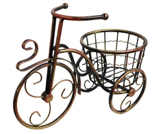 Besk Bikuvalt Gėlių vazono stovas Dviračio formos Metalo Bronzos spalvos 37x25cm
