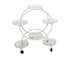 Besk Bikuvalt Gėlių vazonų stovas Metalinis 6 vietų Baltas 82x29x94cm