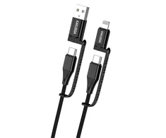 Oem KAKU kabelis KSC-654 Tuojie 4 in 1 – USB + Type C į Type C + Lightning – 1,2 metras juodos spalvos