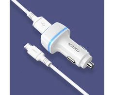 Oem KAKU automobilinis įkroviklis KSC-528 Shengyu – 2xUSB – 2,8A su USB į Micro USB juodos spalvos