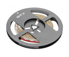 GTV Blykstės juosta 2835MW, 300 šiltų baltų LED, 3,8W/m, be gelio 8mm, 5m ritinėlis, 12V