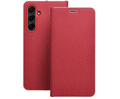 OEM LUNA Book Carbon dėklas Samsung Galaxy A55 5G, raudonas