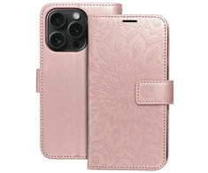 OEM atverčiamas dėklas iPhone 15 PRO Mezzo Book mandala rožinis auksinis