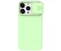 Dėklas Nillkin CamShield Silky Silicone Apple iPhone 15 Pro šviesiai žalias