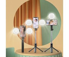 iLike Oem Selfie Stick MINI - with detachable bluetooth remote control, tripod and 2 LED lights - P40S-F Juodas