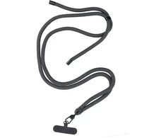 OEM SWING (8 mm) telefono virvelė, reguliuojamo ilgio telefono pakabukas / laido ilgis 165 cm (maks. 82,5 cm kilpoje) / ant peties arba kaklo - pilkas