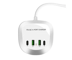 Oem Topt Kelioninis įkroviklis T3P+ – 2xType C + 2xUSB – QC + PD 40W baltos spalvos