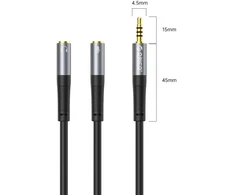 Orico AX2 garso adapteris mini jack 3.5 mm ausinių ir mikrofono skirstytuvas 0.5 m - juodas