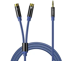 Orico AXRF audio cable mini jack 3.5 mm to 2x RCA female 1.5 m - mėlynas