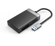 Orico CL4D-A3 USB-A 3.0 SD Micro SD CF MS 5 Gb/s atminties kortelių skaitytuvas - Juodas ir Sidabrinis
