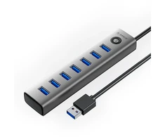 Orico CL7U-U3 hub 7x USB-A 3.0 + USB-C 5V/3A 1m – pilkos spalvos