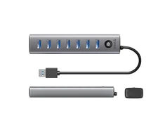 Orico CL7U-U3 hub 7x USB-A 3.0 + USB-C 5V/3A 1m – pilkos spalvos