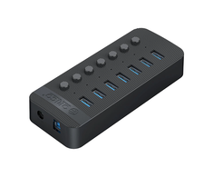 Orico CT2U3-7AB 7x USB-A 3.0 Hub su jungikliais – juodos spalvos