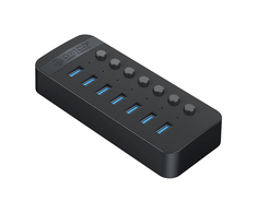 Orico CT2U3-7AB 7x USB-A 3.0 Hub su jungikliais – juodos spalvos