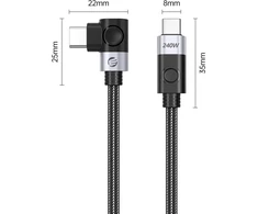 Orico CW240 USB-C į USB-C PD 240W 2m kampinis kabelis - Juodas