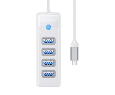 Orico Hub adapteris USB-C į 4x USB 3.0, 5 Gbps, 0.15 m (baltas)