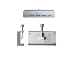 Orico MH4PC Hub Clamp-Mounted USB-C / 3x USB-A 3.0 + 1x USB-C 3.0 – sidabro spalvos