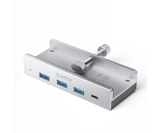 Orico MH4PC Hub Clamp-Mounted USB-C / 3x USB-A 3.0 + 1x USB-C 3.0 – sidabro spalvos