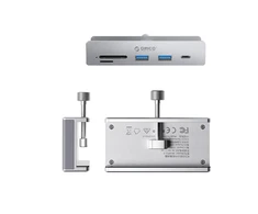 Orico MH5PC Hub Clamp-Mounted USB-C / 2x USB-A 3.2 + 1x USB-C 3.2 + 1x SD&amp;TF – sidabro spalvos