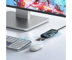 Orico PAPW3AT-U3 USB šakotuvas, 4 prievadų, 3x USB-A 3.0, su Micro SD/SD kortelių skaitytuvu, 1 m - juodas