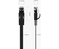 Orico PUG-C6B CAT6 1000Mbps RJ45 Ethernet tinklo kabelis interneto LAN plokščias 0.5m - Juodas
