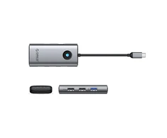 „Orico PW11-5P“ USB-C šakotuvo prijungimo stotelė, 1x USB-A 3.0 + 2x USB-A 2.0 + 1x USB-C PD + 1x HDMI – pilkos spalvos