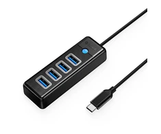 Orico PW4U-C3 USB-C / 4x USB-A 3.0 Hub – juodos spalvos