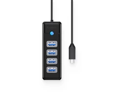 Orico PW4U-C3 USB-C / 4x USB-A 3.0 Hub – juodos spalvos