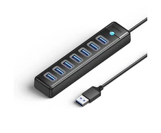 Orico PW7U-U3 hub 7x USB-A 3.0 + USB-C 5V/3A 1m – juodos spalvos