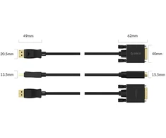 Orico XD-DTD DisplayPort į DVI 4K kabelis 2m - Juodas
