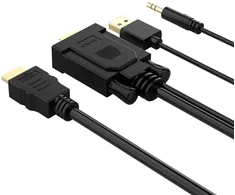 Orico XD-VATH VGA ir mini lizdo 3,5 mm į HDMI „Full HD 60 Hz“ kabelis su USB maitinimu 5 m - juodas