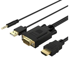 Orico XD-VATH VGA ir mini lizdo 3,5 mm į HDMI „Full HD 60 Hz“ kabelis su USB maitinimu 5 m - juodas