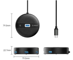 ORICO YS1-C2 4-port USB hub 1x USB-A 3.0 3x USB-A 2.0 0.3 m - juodas