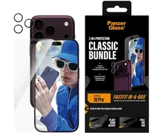 Panzer Glass Rinkinys PanzerGlass Classic 2w1 su Fastfit in-a-box stiklu + objektyvu, skirtas iPhone Pro