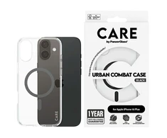Panzer Glass CARE Flagship dėklas su Juodas MagSafe iPhone 16 Plus, skaidrus