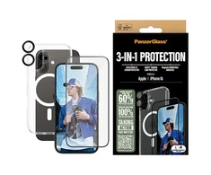 Panzer Glass PanzerGlass Bundle 3in1 Apple iPhone 16 6.1" D3O kietas dėklas + ekrano apsauga UWF+ objektyvas B1291+2861+1283