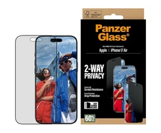 „Panzer Glass“ itin plataus pritaikymo „EasyAligner“ privatumo stiklas, skirtas „iPhone Air“.